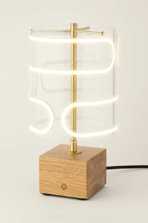 Stołowa lampa dekoracyjna Cloud mosiądz barwa ciepła dąb.png